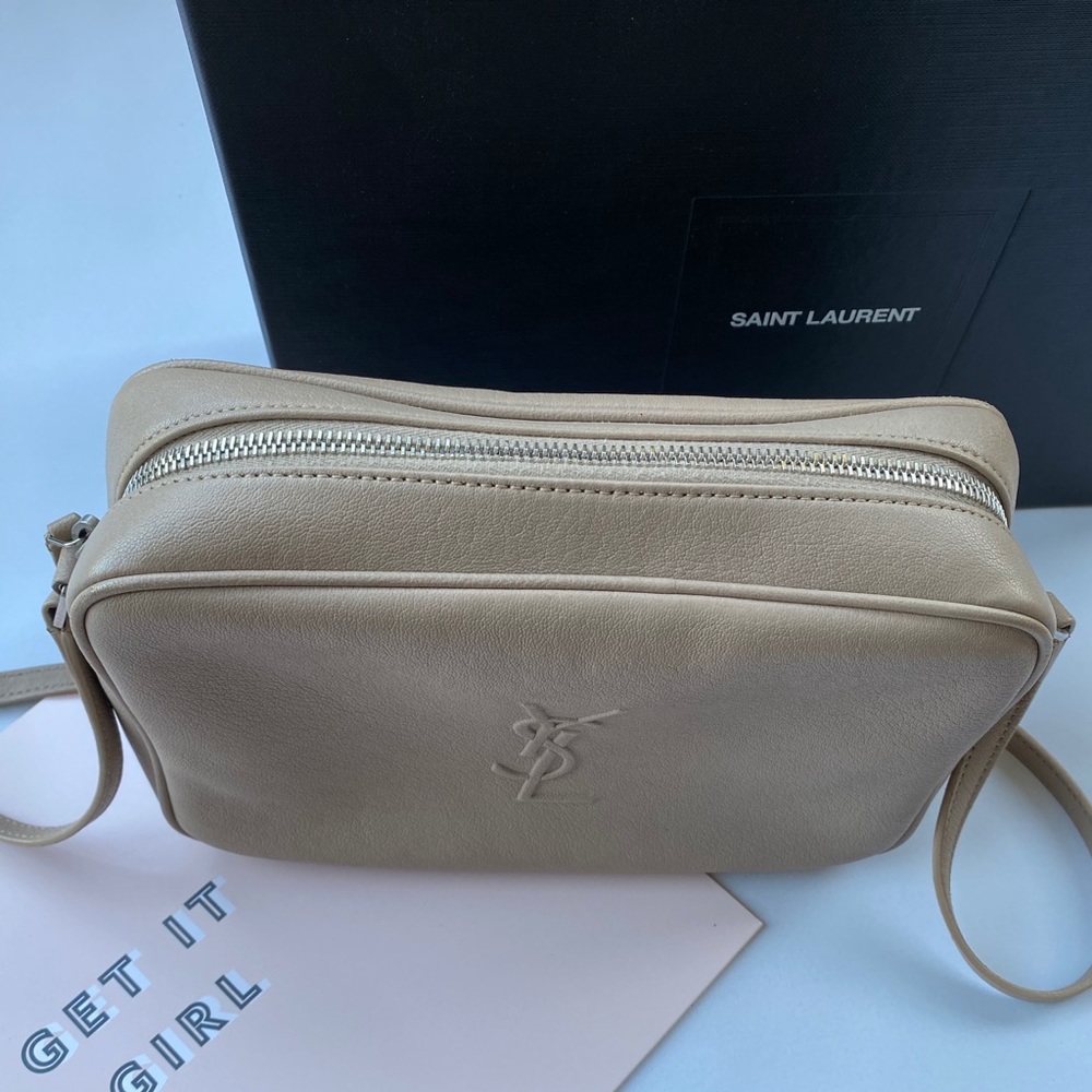YSL Lou Camera Bag in Smooth Leather (Light Taupe)